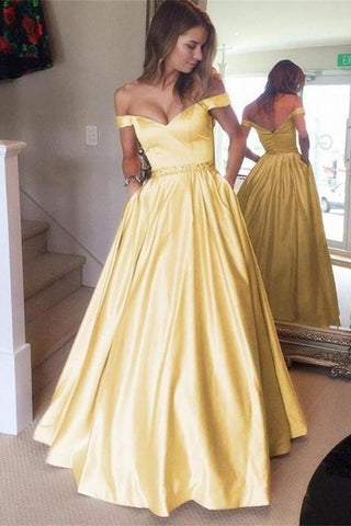 Épaule jaune longue fermeture éclair dos belles robes de bal