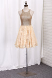 2024 Homecoming Robes A Line Scoop Sequin &amp; Lace Short / Mini