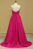 2024 Plus Size A Ligne Robes de bal sweetheart Fuchsia balayage / pinceau taffetas Zipper Retour