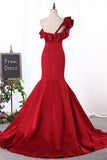 2024 New Arrival Satin One Shoulder Mermaid Sweep Train Robes de soirée