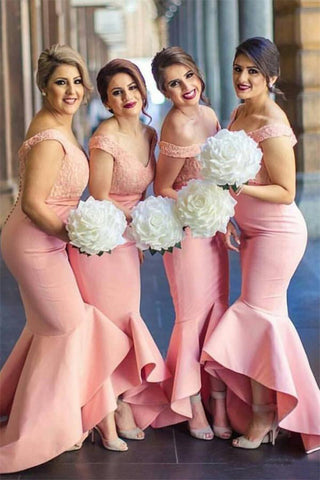 La jolie dentelle longue de sirène outre des robes de demoiselle d&#39;honneur d&#39;épaule pour le mariage