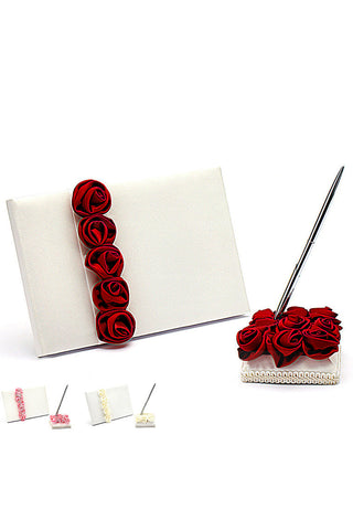 Gras Rose Rouge Luxe Doublé Rose Livre &amp; Pen Set