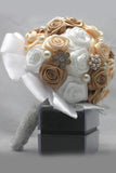 Satin Crystal Pearl Roses rondes Bouquets de mariage (26 * 20cm)