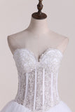 2024 magnifiques robes de mariée A-ligne sweetheart See Through-parole longueur tulle avec perles Lace Up