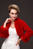 Attractive Manches complet Rouge en fausse fourrure de mariage Wrap