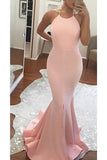 2024 New Arrival Halter Open Back Satin With Slit Mermaid Robes de soirée