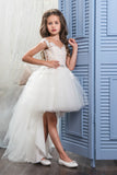 2024 Scoop asymétrique avec appliques Robes fille fleur A Line Tulle