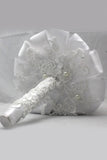 Satin Crystal Pearl Roses rondes Bouquets de mariage (26 * 20cm)