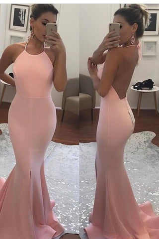 2024 New Arrival Sexy Back Back Halter Spandex Robes de bal Mermaid Zipper Up