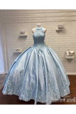 Halter Décolleté Strass Et Cristal Perlé Quinceañera Robe Robe De Bal En Satin Robe De Bal