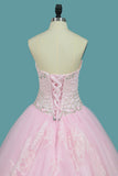 2024 robe de bal Quinceanera Robes Sweetheart Sweep / Brush Lace Up Back Applique et Beading