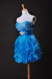 2024 Collection Bleu Une ligne sweetheart court / mini organza Cz