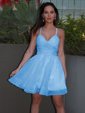 Forme Princesse Tulle Froncée Col en V Sans Manches Courte/Mini Robes HEP0012575